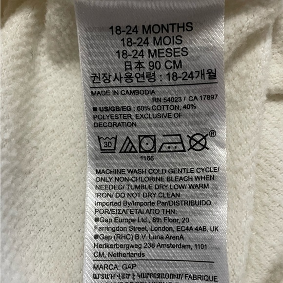 Baby Gap Set Off-White Long Sleeve Cardigan Sweater and Sweatpants 18-24 Months - Picture 14 of 14